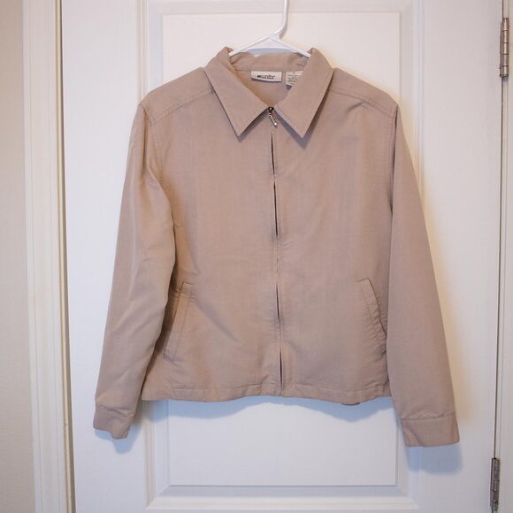Neutral Zip Front Jacket Minimalist Utility Light Outerwear Classic Units Sz 12 - Picture 1 of 4